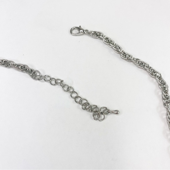 Silver Tone Turquoise Chunky Fringe Boho Necklace - Picture 9 of 11